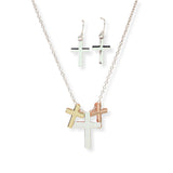 106862, TRIPLE CROSS PENDANT NECKLACE