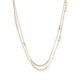 106864, DAINTY PEARL, BEADED ACCENT DOUBLE LAYERED NECKLACE