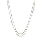 106864, DAINTY PEARL, BEADED ACCENT DOUBLE LAYERED NECKLACE