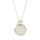 106865, 24" LONG ROUND SHELL PENDANT NECKLACE