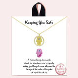106872, GOLD DIPPED, KEEPING YOU SAFE, HAMSA CUBIC ZIRCONIA ACCENT PENDANT NECKLACE