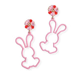 106882, FLOWER ACCENT CUTOUT EASTER BUNNY DANGLE EARRING