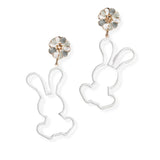 106882, FLOWER ACCENT CUTOUT EASTER BUNNY DANGLE EARRING