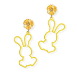 106882, FLOWER ACCENT CUTOUT EASTER BUNNY DANGLE EARRING