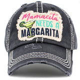 106894, MAMACITA NEEDS A MARGARITA, EMBROIDERED VINTAGE BASEBALL CAP