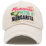 106894, MAMACITA NEEDS A MARGARITA, EMBROIDERED VINTAGE BASEBALL CAP