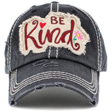 106895, BE KIND, EMBROIDERED VINTAGE BASEBALL CAP
