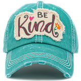 106895, BE KIND, EMBROIDERED VINTAGE BASEBALL CAP