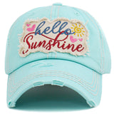 106896, HELLO SUNSHINE, EMBROIDERED VINTAGE BASEBALL CAP