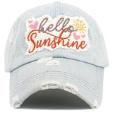 106896, HELLO SUNSHINE, EMBROIDERED VINTAGE BASEBALL CAP