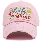 106896, HELLO SUNSHINE, EMBROIDERED VINTAGE BASEBALL CAP