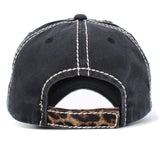 106898, TEQUILA SHOT, LEOPARD EMBROIDERED VINTAGE BASEBALL CAP
