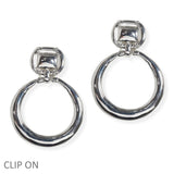 106904, LARGE GEOMETRIC METAL CLIP ON EARRING
