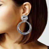 106904, LARGE GEOMETRIC METAL CLIP ON EARRING