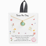 106906, GOLD DIPPED, SEIZE THE DAY, SEMI PRECIOUS STONE CHARM NECKLACE