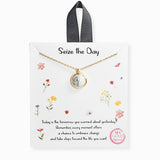 106906, GOLD DIPPED, SEIZE THE DAY, SEMI PRECIOUS STONE CHARM NECKLACE