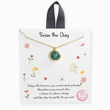 106906, GOLD DIPPED, SEIZE THE DAY, SEMI PRECIOUS STONE CHARM NECKLACE