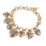 106908, FLORAL HEART LOCKET MULTI CHARM TOGGLE BRACELET