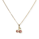 106909, PAVE CHERRY STAINLESS STEEL PENDANT NECKLACE