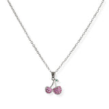 106909, PAVE CHERRY STAINLESS STEEL PENDANT NECKLACE