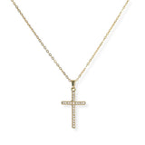 106912, PAVE CROSS STAINLESS STEEL PENDANT NECKLACE