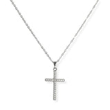 106912, PAVE CROSS STAINLESS STEEL PENDANT NECKLACE
