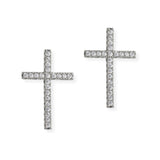 106916, GOLD DIPPED, PAVE CUBIC ZIRCONIA CROSS STUD EARRING
