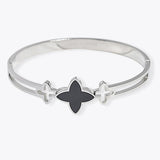 106923, CLOVER ACCENT STAINLESS STEEL DESIGNER INSPIRED BRACELET