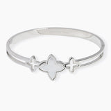 106923, CLOVER ACCENT STAINLESS STEEL DESIGNER INSPIRED BRACELET
