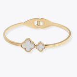 106924, CLOVER ACCENT STAINLESS STEEL DESIGNER INSPIRED BRACELET