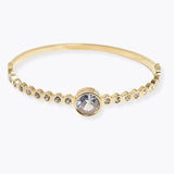 106929, ROUND CUBIC ZIRCONIA ACCENT STAINLESS STEEL BRACELET