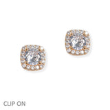106934, GEOMETRIC CUBIC ZIRCONIA ACCENT STUD CLIP ON EARRING