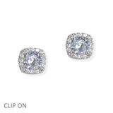 106934, GEOMETRIC CUBIC ZIRCONIA ACCENT STUD CLIP ON EARRING