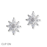 106939, MARQUISE CUBIC ZIRCONIA ACCENT STUD CLIP ON EARRING