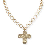 106954, HAMMERED CROSS CHARM TOGGLE NECKLACE