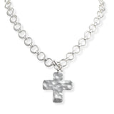 106954, HAMMERED CROSS CHARM TOGGLE NECKLACE