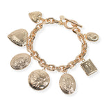 106956, ENGRAVED BUTTERFLY, BIBLE, HEART MULTI LOCKET CHARM TOGGLE BRACELET