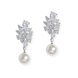 106960, CUBIC ZIRCONIA ACCENT PEARL DANGLE EARRING