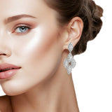 106962, MARQUISE CUBIC ZIRCONIA ACCENT CRYSTAL RHINESTONE DANGLE EARRING