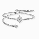 106968, FLORAL CUBIC ZIRCONIA ACCENT CRYSTAL RHINESTONE STRETCH CUFF BRACELET