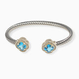 106976, 14K GOLD PLATED, CLOVER CUBIC ZIRCONIA ACCENT DESIGNER INSPIRED CUFF BRACELET