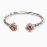 106976, 14K GOLD PLATED, CLOVER CUBIC ZIRCONIA ACCENT DESIGNER INSPIRED CUFF BRACELET