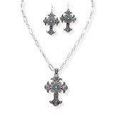 106984, WESTERN THEMED CROSS PENDANT NECKLACE