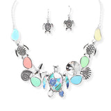 106988, SEA TURTLE SEA GLASS STATEMENT NECKLACE