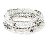 106991, PEARL ACCENT MULTI LAYERED BALL BEADED STRETCH BRACELET