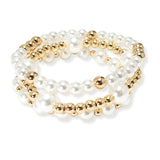 106992, PEARL ACCENT MULTI LAYERED BALL BEADED STRETCH BRACELET