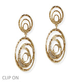 106996, PAVE CRYSTAL RHINESTONE ACCENT GEOMETRIC DANGLE CLIP ON EARRING