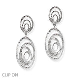 106996, PAVE CRYSTAL RHINESTONE ACCENT GEOMETRIC DANGLE CLIP ON EARRING