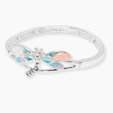 107002, DRAGONFLY SEA GLASS STONE STRETCH BRACELET