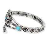 107003, WESTERN THEMED CROSS ENGRAVED STRETCH BRACELET